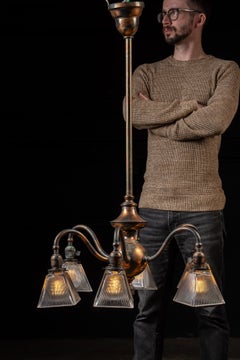 Early 20th Century Japanned Craftsman Chandelier Lamp