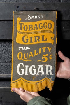 Early 20th Century Tobacco Girl Cloth Advertising Banner