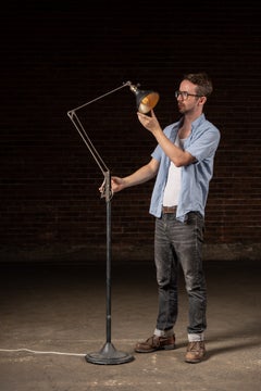 Antique Industrial Articulated Floor Lamp by Dazor
