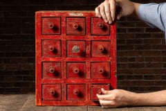 Vintage Shop-Made Reclaimed Wooden Benchtop Parts Cabinet