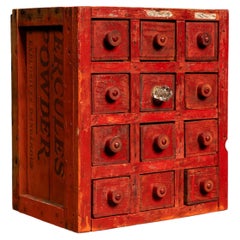 Vintage Shop-Made Reclaimed Wooden Benchtop Parts Cabinet