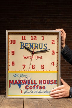 Reloj publicitario vintage de Maxwell Coffee, fabricado por Benrus