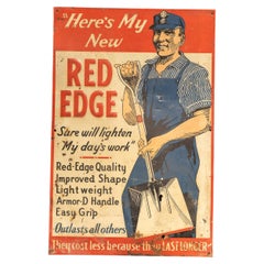 Vintage "Red Edge" Shovels Embossed Tin Advertising Sign