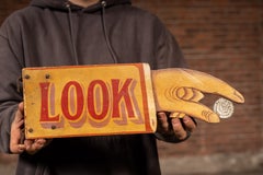 Antique Directional Trade Sign for Coin-Op Machine