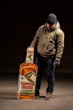 Vintage Oversized Copper Goose Bourbon Figural Bottle Advertising Sign