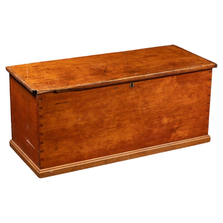 Deckenkiste aus Kiefernholz mit Schwalbenschwanzverbindungen aus dem 19. Jahrhundert, mit innerer Schublade im Angebot bei 1stDibs Deutschland