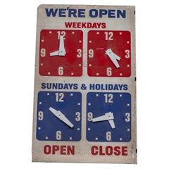 Vintage Open/Close Adjustable Clock Face Flange Business Sign
