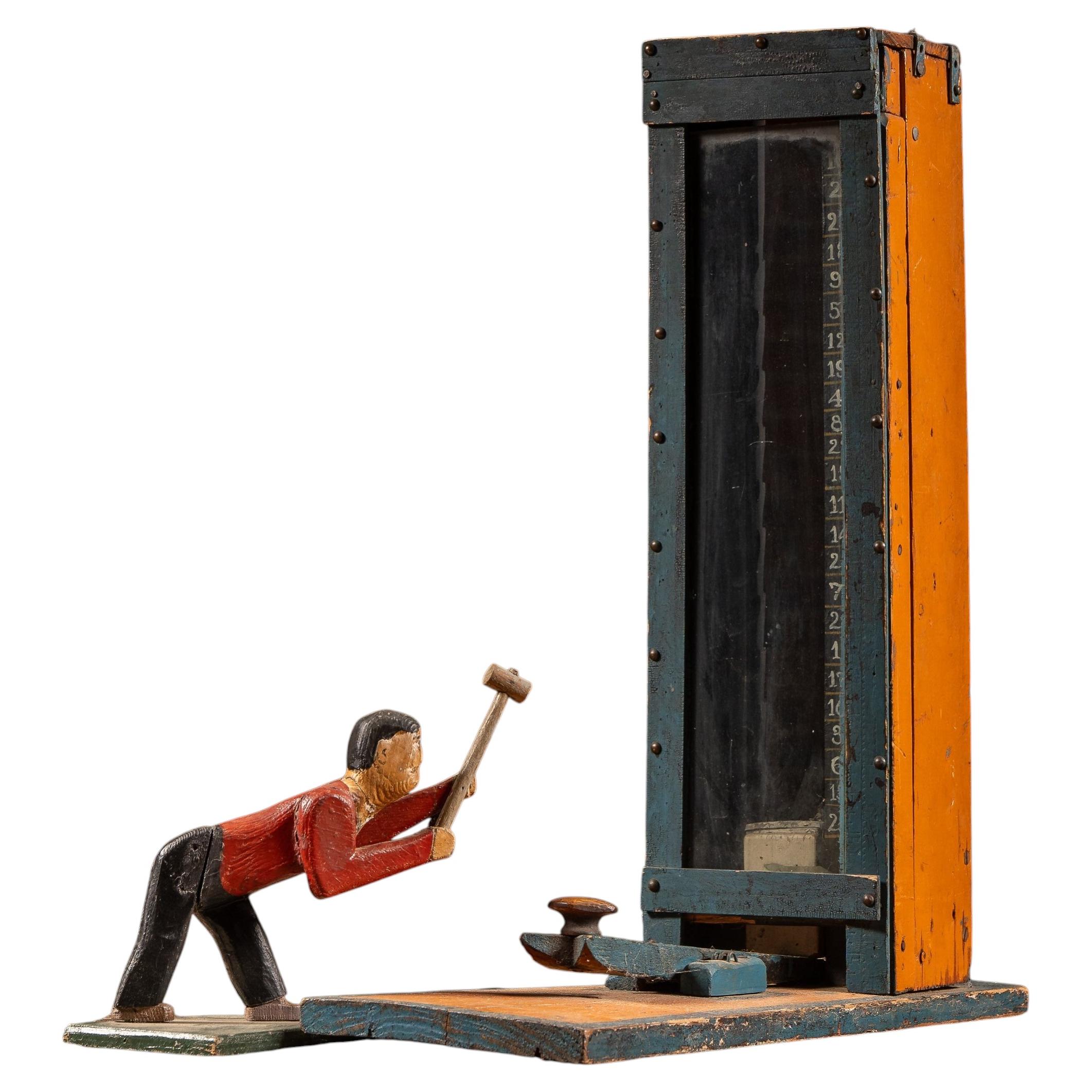 Antique "High Striker" Folk Art Tabletop Carnival Game