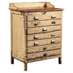 Early Chippy Painted Industrial Cabinet in Antique White