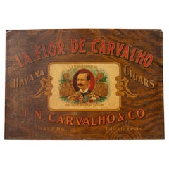 Late 19th Century "La Flor De Carvalho" Havana Cigars Advertising Sign