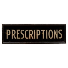 Vintage Reverse Painted Prescriptions Pharmacy Glass Sign