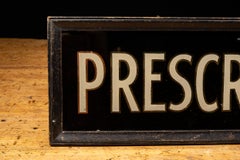 Vintage Reverse Painted Prescriptions Pharmacy Glass Sign
