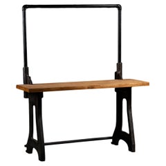 Vintage Industrial Cast Iron Butcher Block Work Bench Island