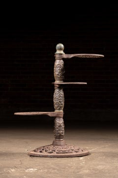 Antique Adjustable Cast Iron Three-Tier Plant Stand
