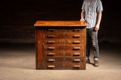 Antique Quarter-Sawn Slant-Top Oak Flat File Cabinet and Desk
