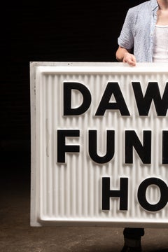 Vintage Dawson Funeral Home Embossed Lucite Marquee-Style Sign Panel