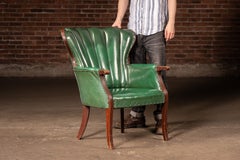Vintage Green Vinyl Clamshell Armchair