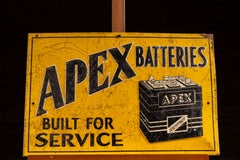 Vintage Apex Batteries Embossed Tin Litho Sign