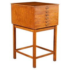 Antique Oak Visible Card Index Filing Cabinet Stand