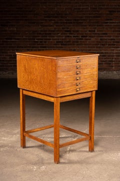 Antique Oak Visible Card Index Filing Cabinet Stand