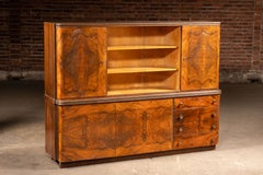 Art Deco Italian Rosewood Burl Veneer and Birdseye Maple Two-Piece Hutch