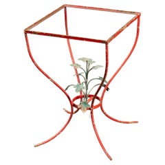 Mid-Century Chippy Paint Side Table in Red