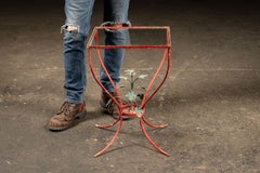 Mid-Century Chippy Paint Side Table in Red