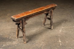 Late 19th Century Rustic East Asian Wooden Prayer Bench