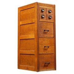 Vintage Quartersawn Card File Cabinet with Card Catalog