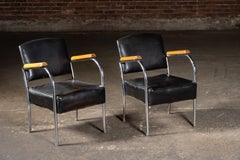 Pair Of Art Deco Barber Shop Armchairs in Black