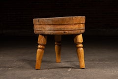 Round Butcher Block Coffee Table on Wooden Legs