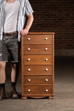 Vintage Oak Six-Drawer Swing-Out Cabinet