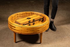 Vintage Wooden Foundry Mold Coffee Table with Glass Top