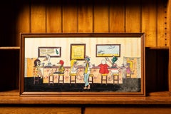 “Last Call at the Gold Duck”  Vintage Outsider Barroom Drawing