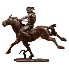 "Indian Hunter"  Vintage Weaver Bronze Franklin Mint Statue; Signed