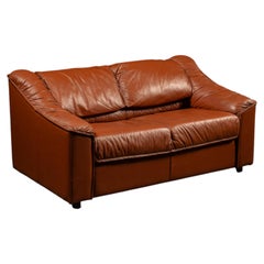 Vintage Leather Loveseat in Burnt Orange