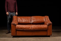 Vintage Leather Loveseat in Burnt Orange