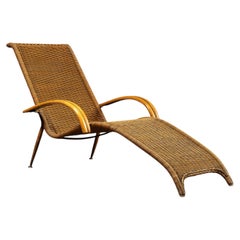 Vintage Wicker and Rattan Chaise Lounge by Pier 1