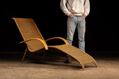 Vintage Wicker and Rattan Chaise Lounge by Pier 1