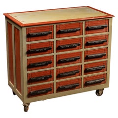 Vintage 15-Drawer Industrial Rolling Parts Cabinet