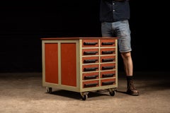 Vintage 12-Drawer Industrial Rolling Parts Cabinet