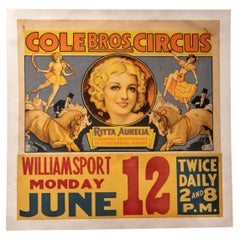 Vintage Original Cole Bros. Circus Litho Advertisement
