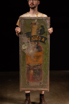 Antique NuGrape Painted Embossed Tin Advertising Sign