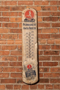 Vintage Wooden Marathon Permanent Anti-Freeze Thermometer