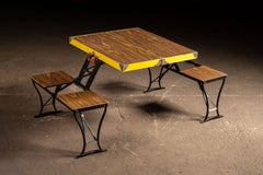 Vintage Collapsible "Handy" Picnic Table and Chair Set by Milwaukee Stamping
