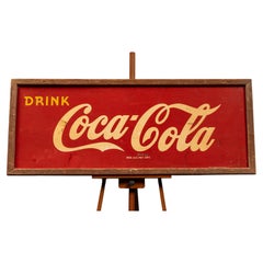 Large Coca Cola Framed Tin Litho Sign