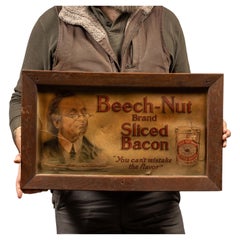Antike gerahmte Lithografie-Werbung für „Beech-Nut“-Speck