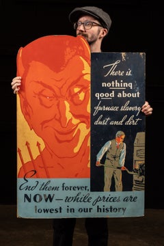 Cartel publicitario vintage de una caldera de gasóleo