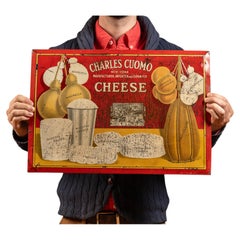 Antique Charles Cuomo Cheese Lithographed Tin Advertising Sign