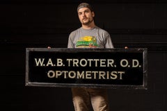 Antique W. A. B. Trotter Optometrist Reverse-Painted Glass Trade Sign